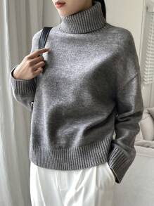 DAZY High Neck Drop Shoulder Sweater Pullover,Long Sleeve Tops SKU: sz2311016077071774









(... | SHEIN