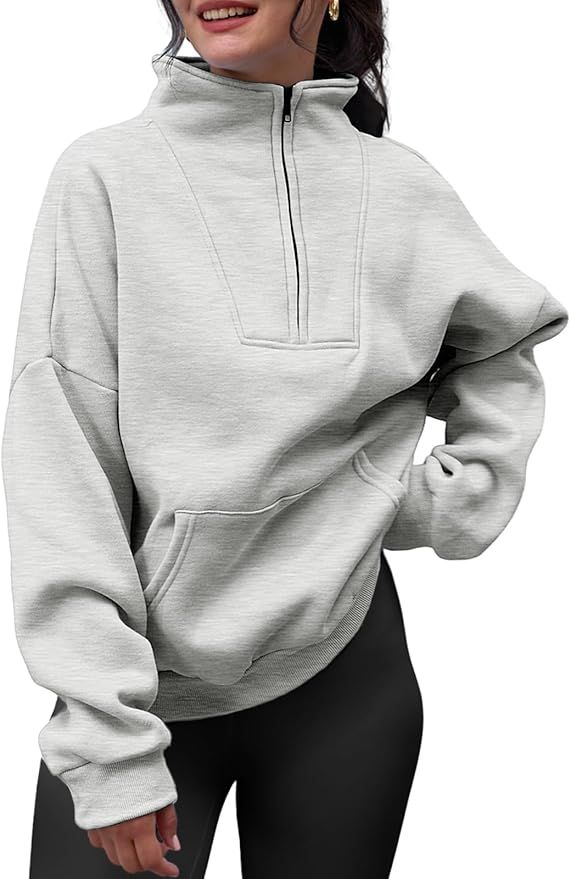 Trendy Queen Sweatshirts Half Zip Pullover Quarter Zip Oversized Hoodies Sweaters Fall Outfits 20... | Amazon (US)