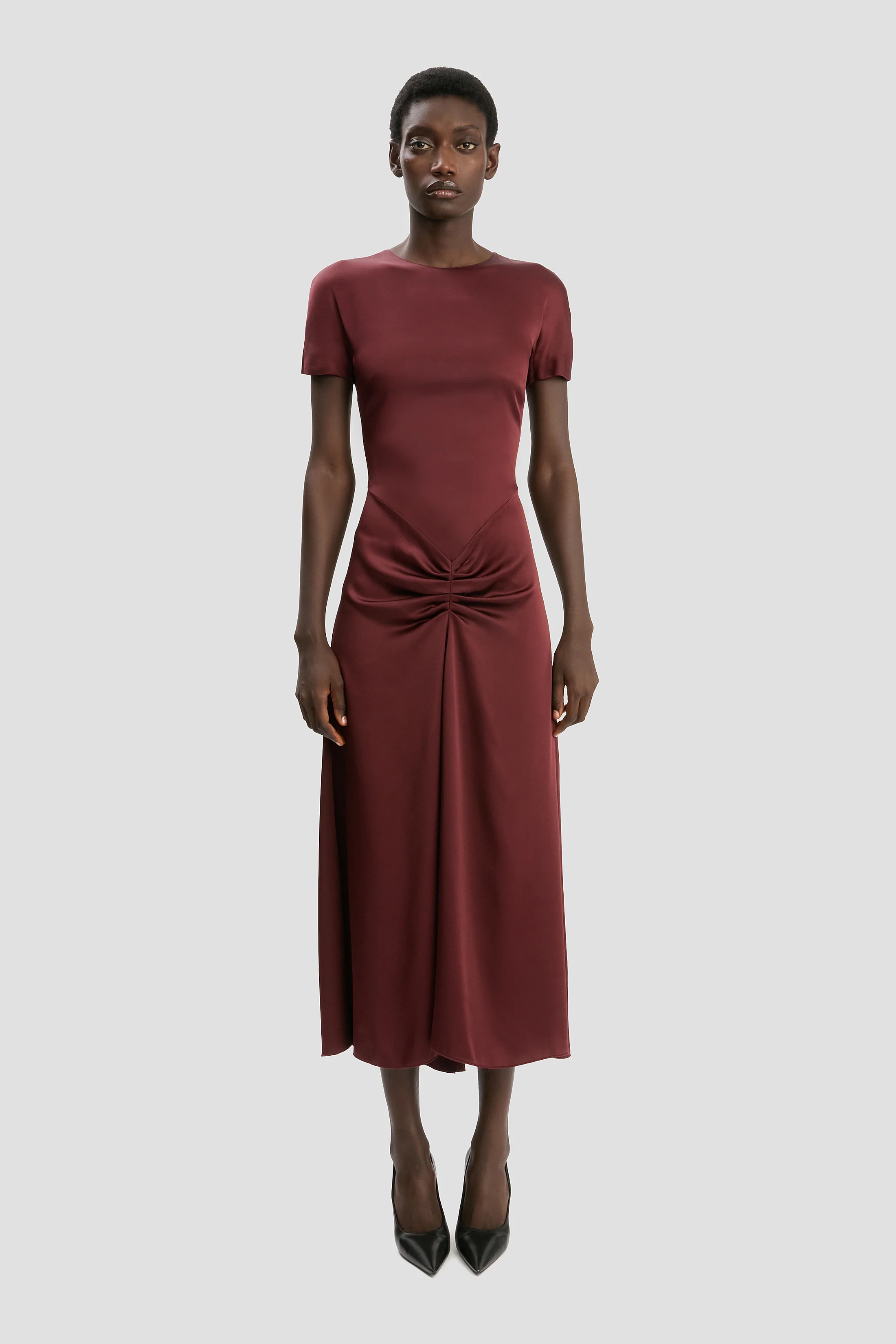 Blaire Midi Dress In Cinnabar Red | Victoria Beckham US