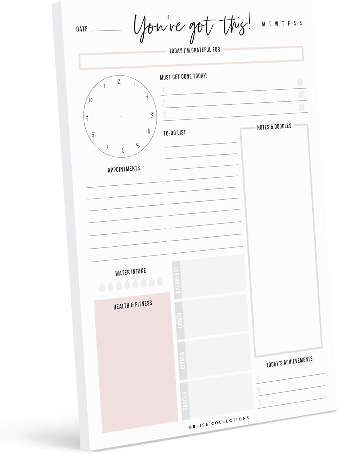 Bliss Collections Daily Planner with 50 Undated 6 x 9 Tear-Off Sheets - You've Got This ... | Amazon (US)