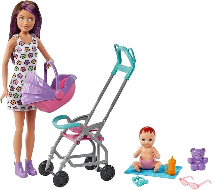 Barbie Skipper Babysitters Inc Playset with Doll, Stroller, Baby Doll & 5 Accessories, Remove Str... | Amazon (US)