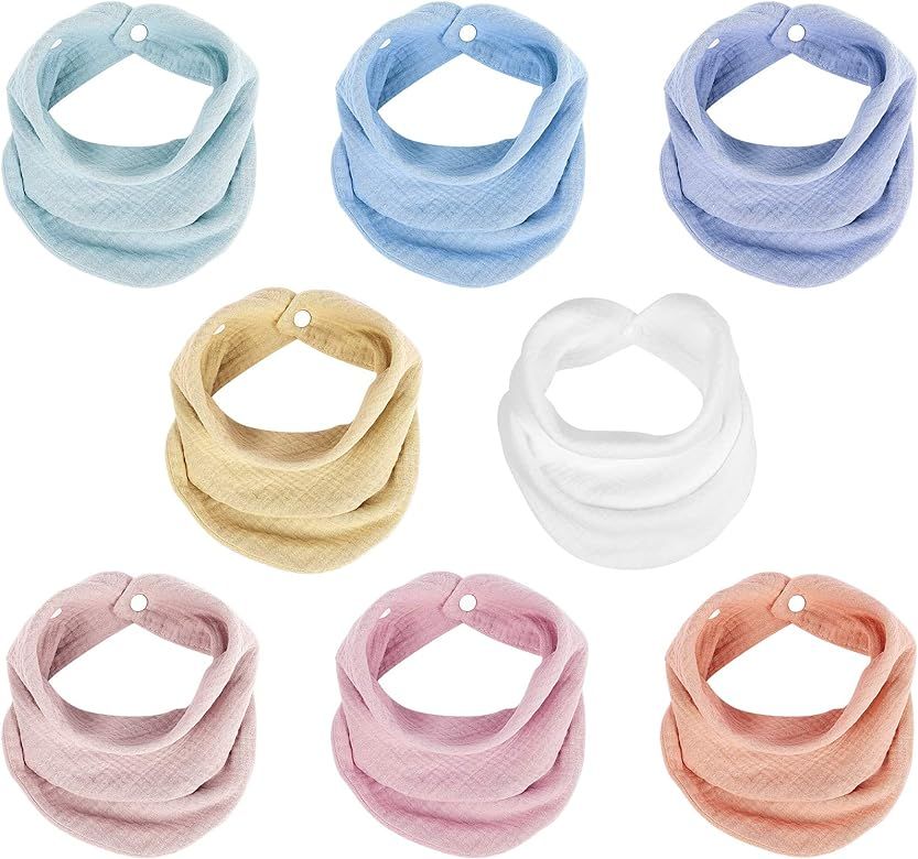 Muslin Baby Bandana Bibs, Multi-Use Scarf Bibs for Baby Girls, Absorbent/Adjustable/Reversible Dr... | Amazon (US)