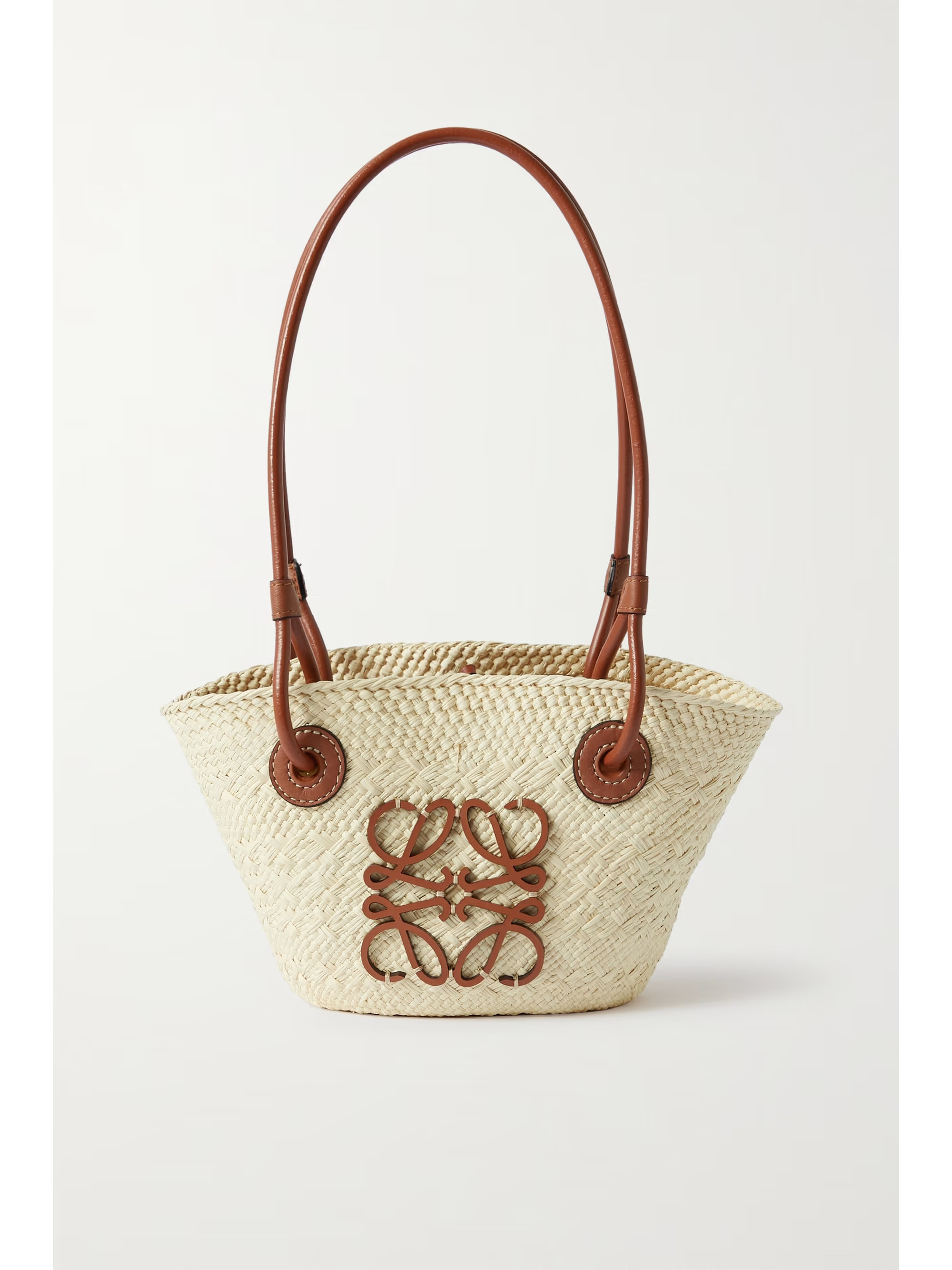 + Paula's Ibiza mini leather-trimmed raffia tote | NET-A-PORTER (UK & EU)