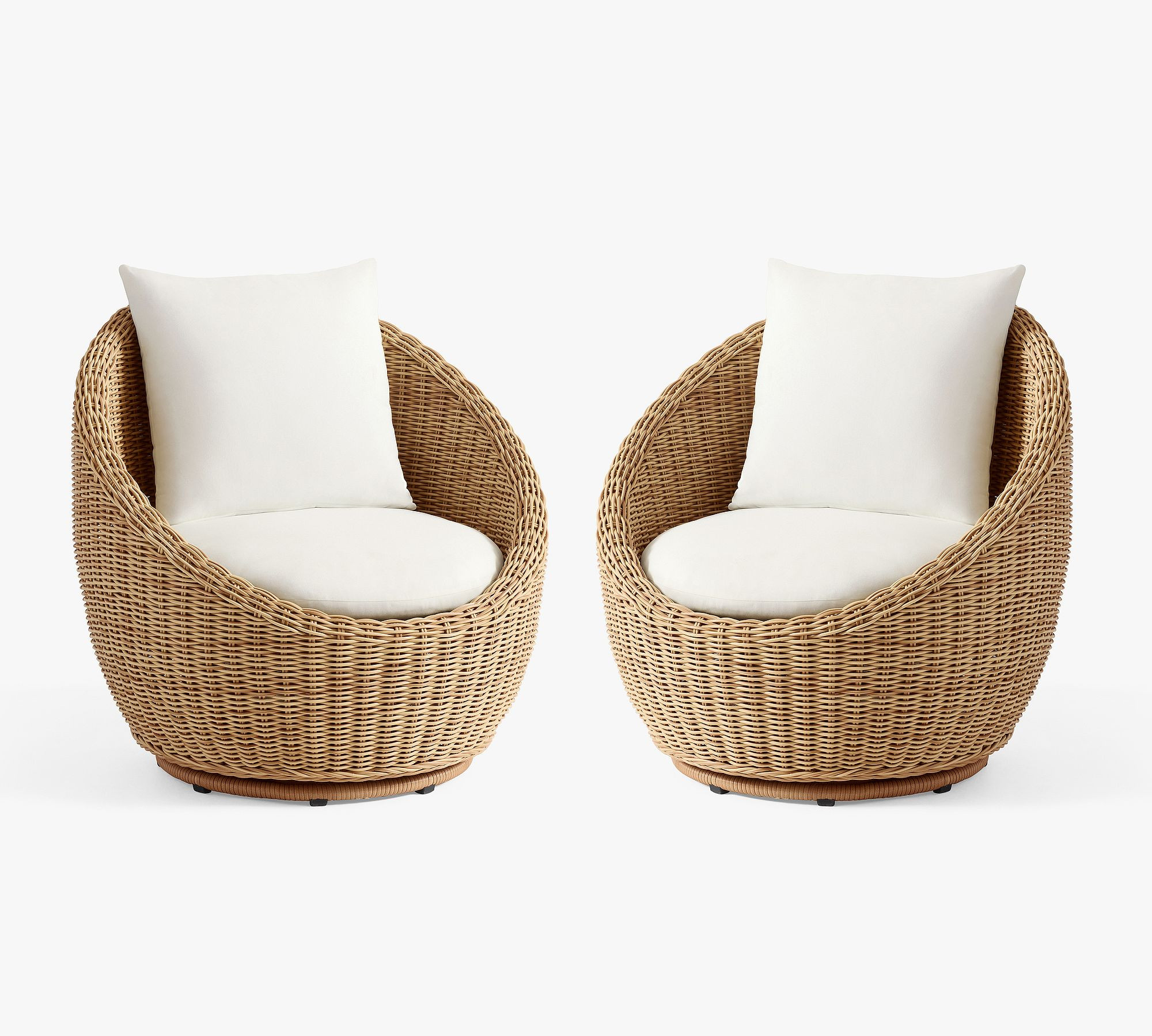 Huntington Petite Wicker Swivel Outdoor Papasan, Set of 2 | Pottery Barn (US)