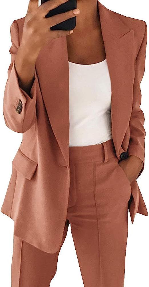 Cicy Bell Women's Casual Blazer Long Sleeve Open Front Work Office Jacket with Pockets | Amazon (US)