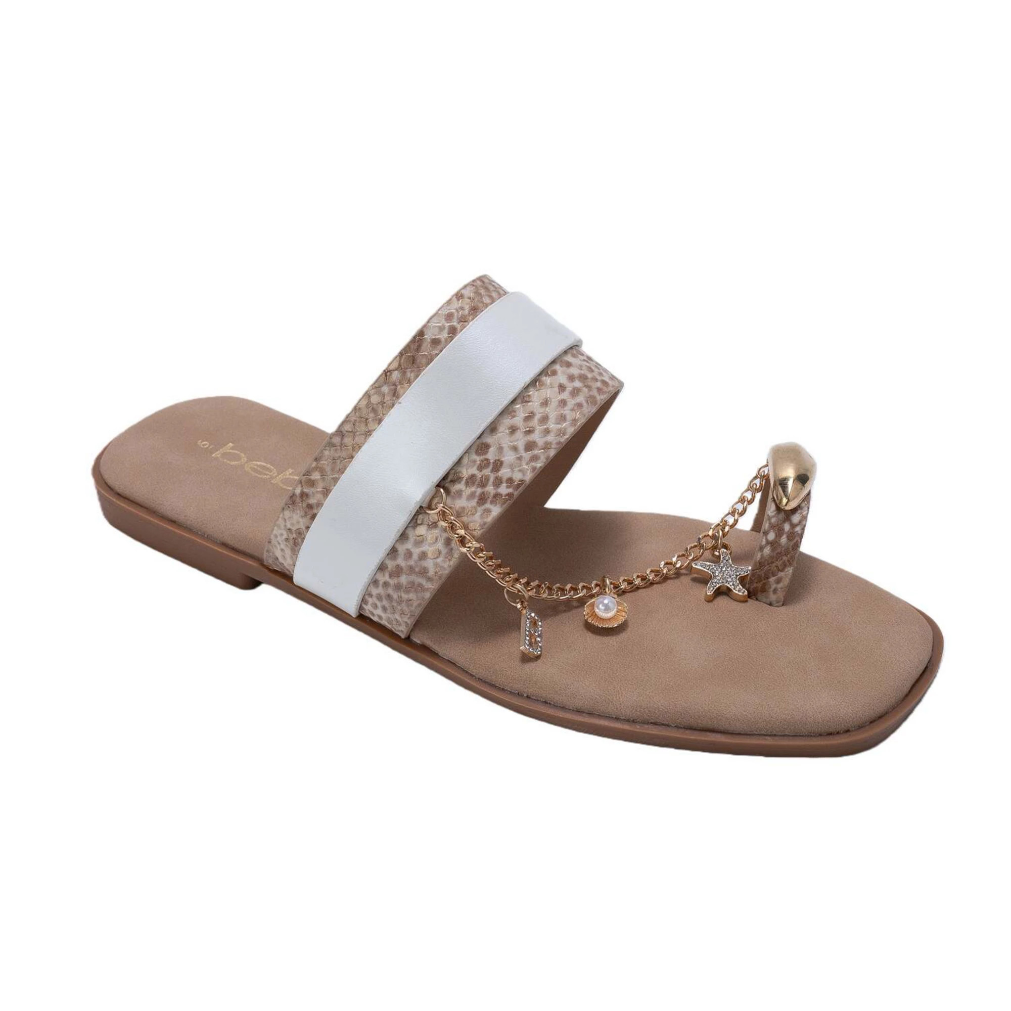 bebe Womens Thong Sandals with Chain Charm Detail Slip On Flats | Kohl's
