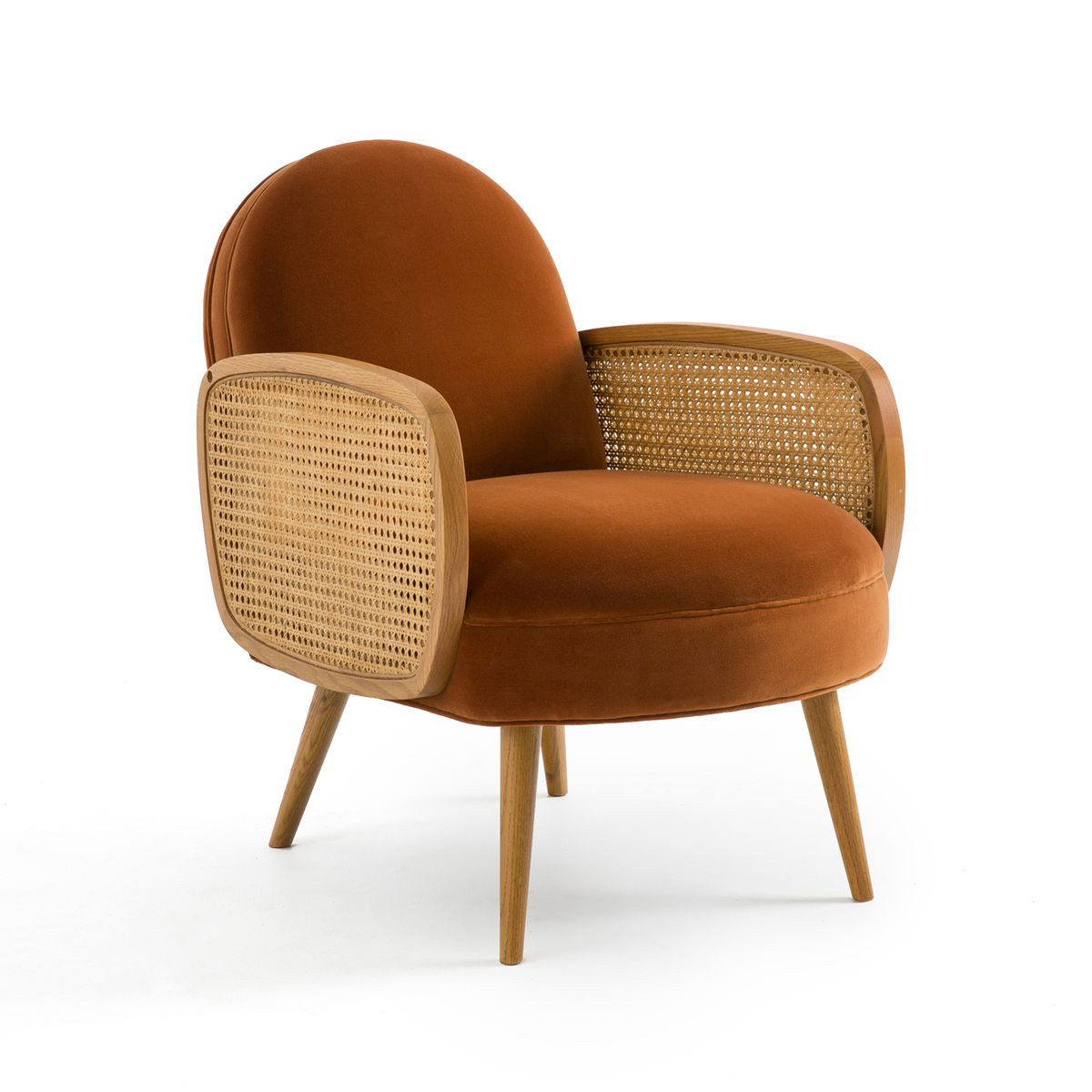 Fauteuil velours et cannage, BUISSEAU | La Redoute (FR)