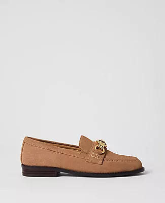 Ann Taylor Hardware Embellished Suede Loafer | Ann Taylor
