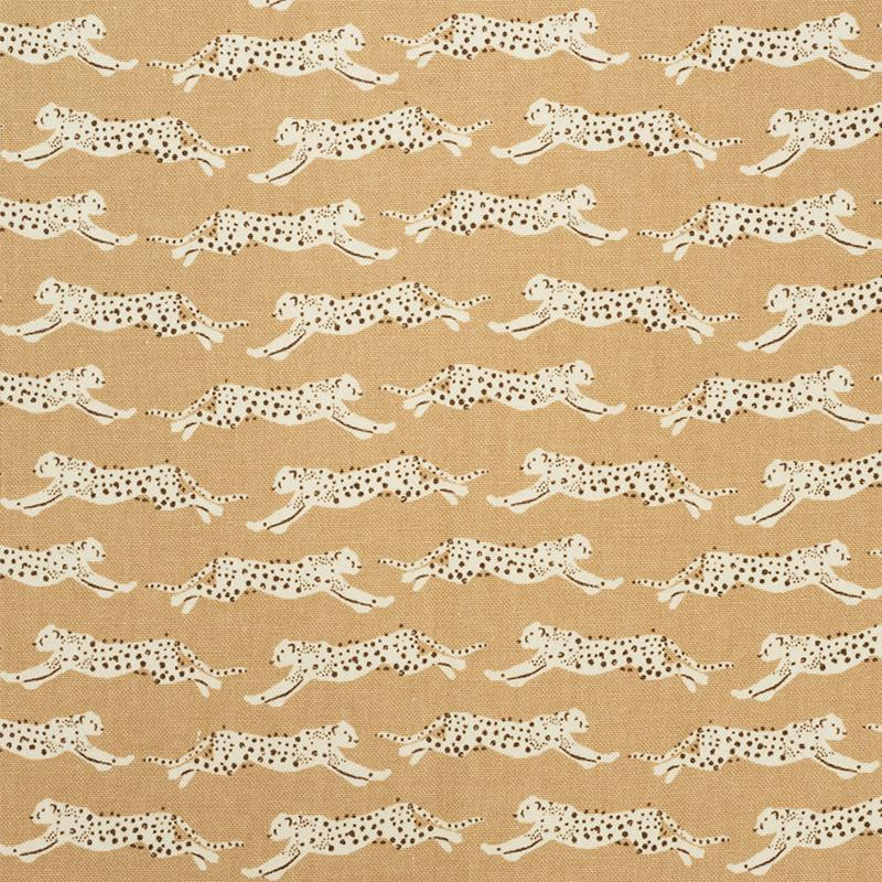 Schumacher Leaping Leopards Sand Fabric | DecoratorsBest