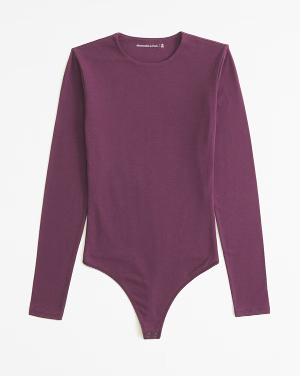 Women's Long-Sleeve Cotton-Blend Seamless Fabric Crew Bodysuit | Women's Tops | Abercrombie.com | Abercrombie & Fitch (US)