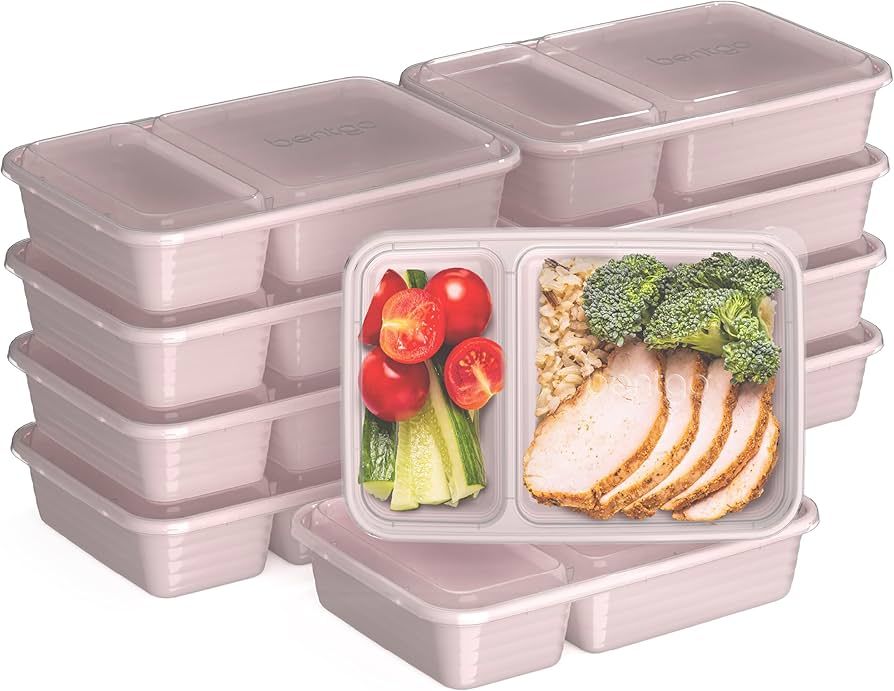 Amazon.com: Bentgo® Prep 2-Compartment Containers - 20-Piece Meal Prep Kit with 10 Trays & 10 Cu... | Amazon (US)