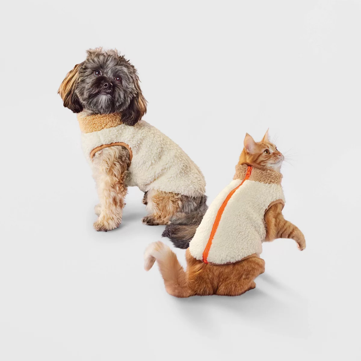 Faux Shearling Dog Vest - Boots & Barkley™ Cream/Orange S | Target