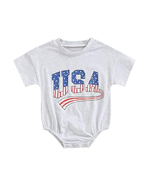Toddler Baby 4th of July Outfit Boy Girl Oversized Romper/Shirts+Shorts Retro American Flag Match... | Amazon (US)