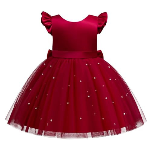 Dressy Daisy Toddler Girls' Christmas Dress Xmas Burgundy Red Wedding Pageant Flower Girl Dress Birthday Party Gown with Pearl Size 3T - 4T | Amazon (US)