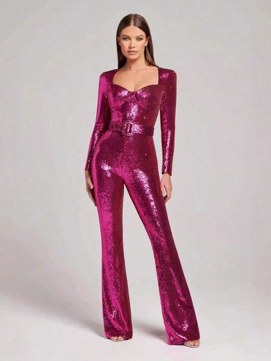LocalBelt Mopping Jumpsuit Sequined Evening Dress Fashion Set, Dress INS | SHEIN