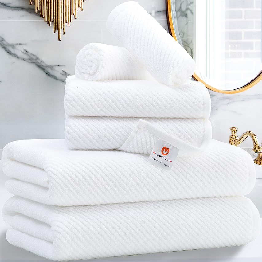 Hammam Linen White Bath Towels 4-Pack - 27x54 Soft and Absorbent, Premium Quality Perfect for Daily  | Amazon (US)