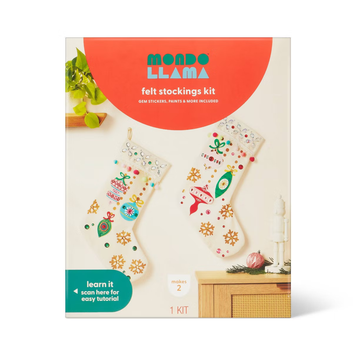Christmas Craft 2ct Embellished Stocking Decorating Kit - Mondo Llama™ | Target