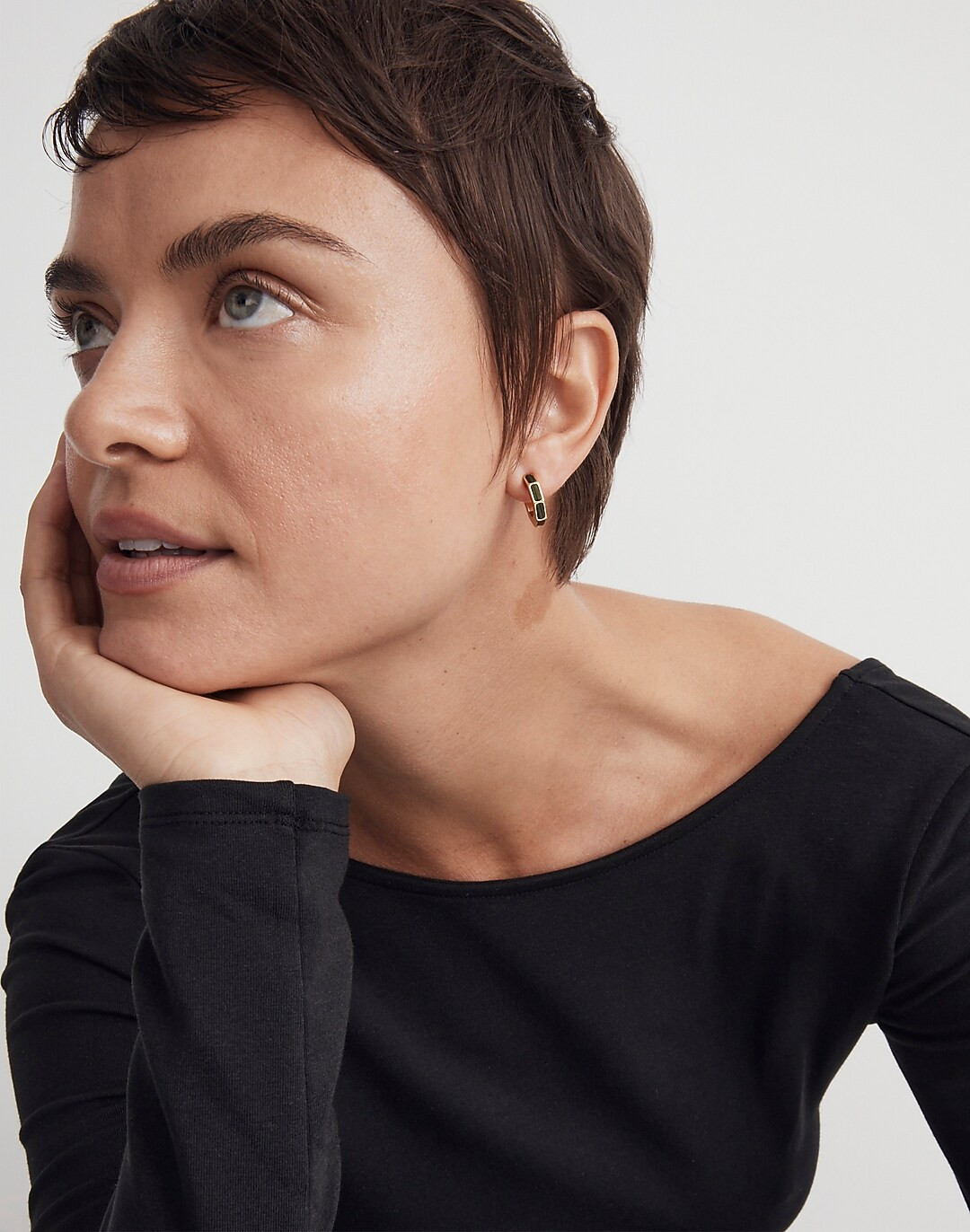 Geometric Malachite Hoop Earrings | Madewell