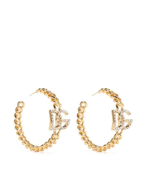 Dolce & Gabbana logo-plaque Hoop Earrings - Farfetch | Farfetch Global
