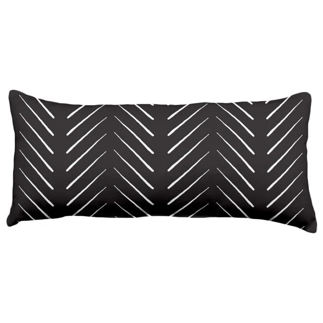 Everything Comfy Chevron Columns 16" x 8" Bolster or Small Decorative Pillow, Black | Walmart (US)