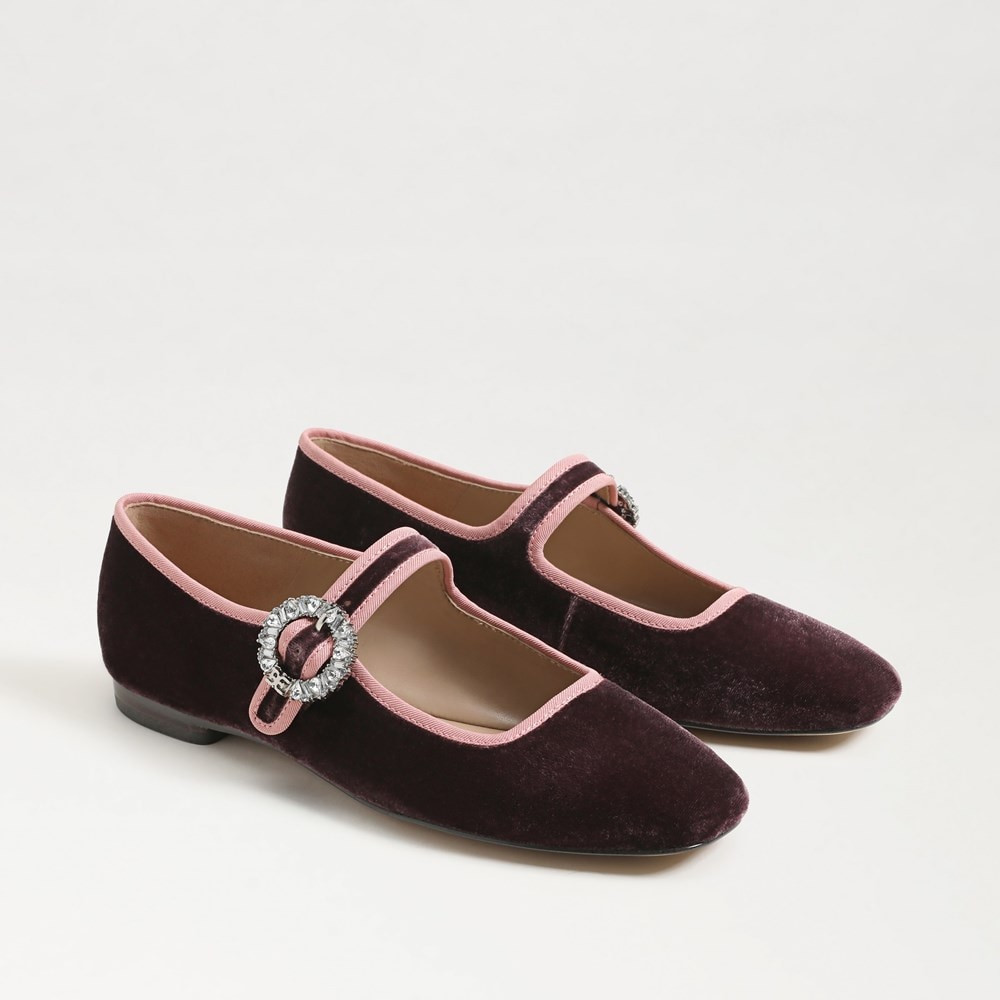 Sam Edelman Michaela Glow Mary Jane Flat Parisian Plum Velvet | Sam Edelman