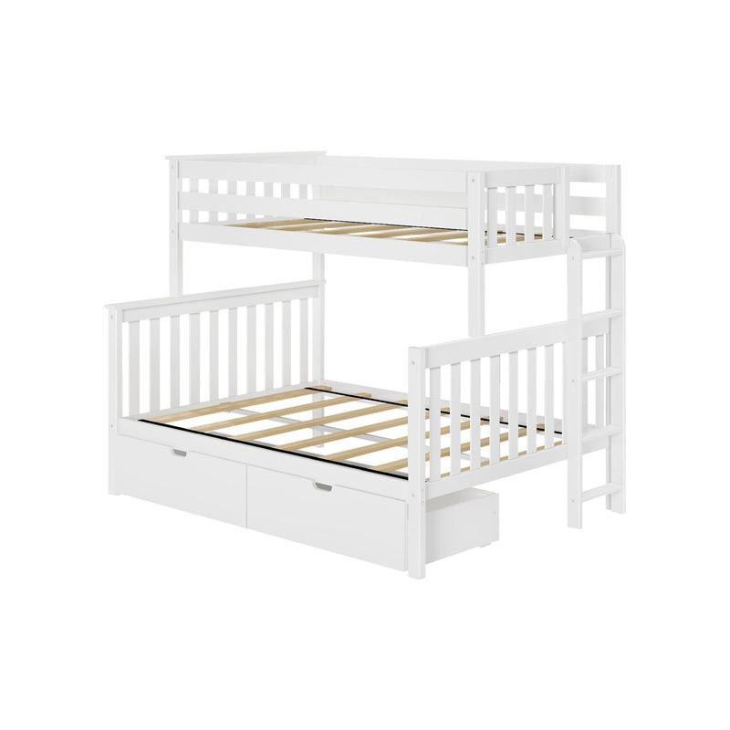 Twin Over Full Bunk Bed With Storage Drawers & Ladder on End | max & lily