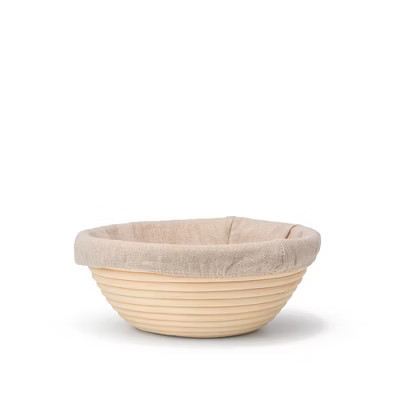 Nambe x Tom Papa Breaking Bread Proofing Basket & Bread Mold - Natural Cane with Cotton Cheesecloth Liner for Artisan Baking, Spiral, Smooth Finish | Target