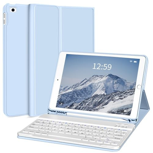 Kenke for iPad 6/5th Generation Case with Keyboard 9.7 Inch 2018/2017 iPad Air 2/1, Detachable Wireless Bluetooth iPad Keyboard Case with Built-in Left Side Pencil Holder Auto Wake/Sleep (Blue) | Amazon (US)