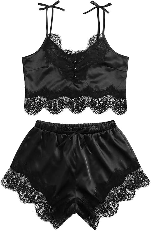 DIDK Women's Lace Trim Bralette Shorts Pajama Set Lingerie Nightwear | Amazon (US)