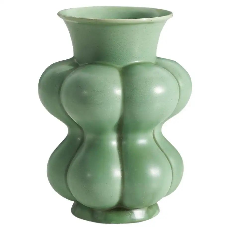 Upsala-Ekeby, Rare Vase, Green-Glazed Earthenware, Sweden, 1940s | 1stDibs