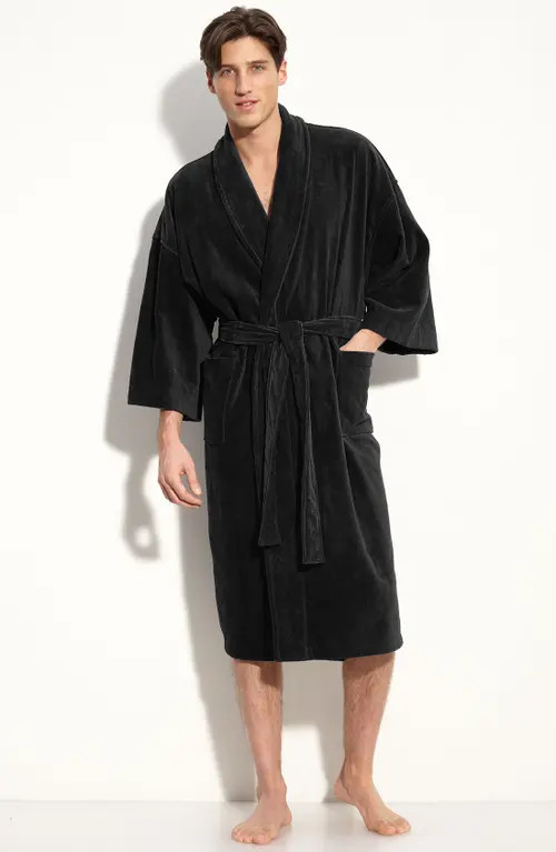 Majestic International Terry Velour Robe in Black at Nordstrom, Size Small | Nordstrom