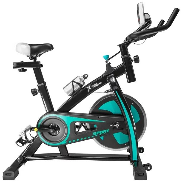 XtremepowerUS Stationary Exercise Bicycle Bike Cycling Cardio Health Workout Fitness, Aqua | Walmart (US)