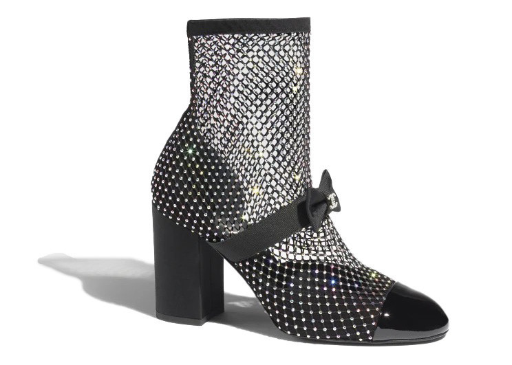 Women's Chanel Resille 90mm Mary Janes Crystal Patent Calfskin Sneakers in Black/Silver | StockX