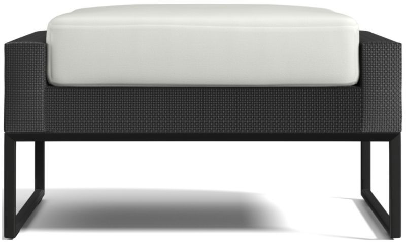 Dune Black Outdoor Ottoman with White Cushion + Reviews | Crate & Barrel | Crate & Barrel