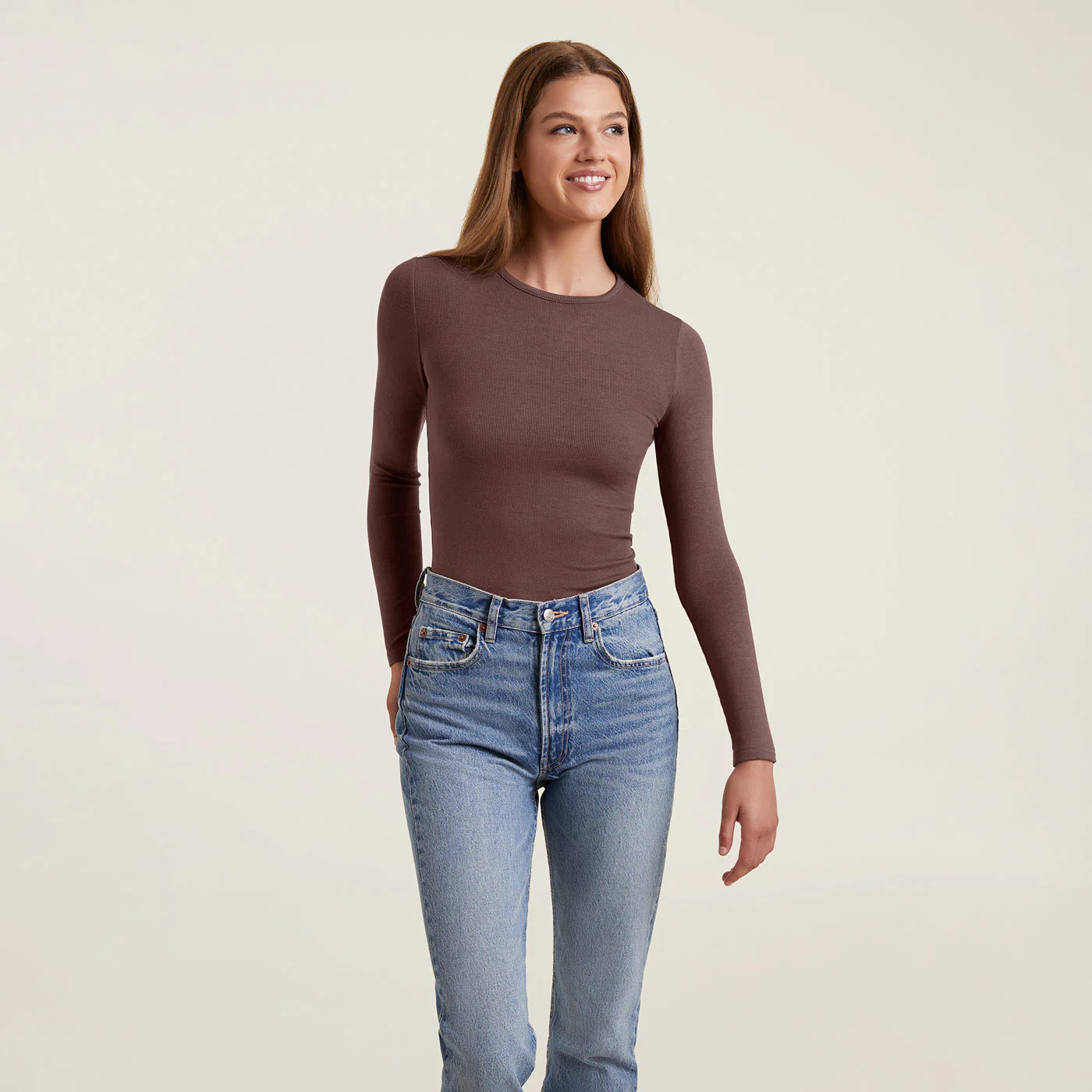 Slinky Rib Shirt | Coffee - nuuds | nuuds