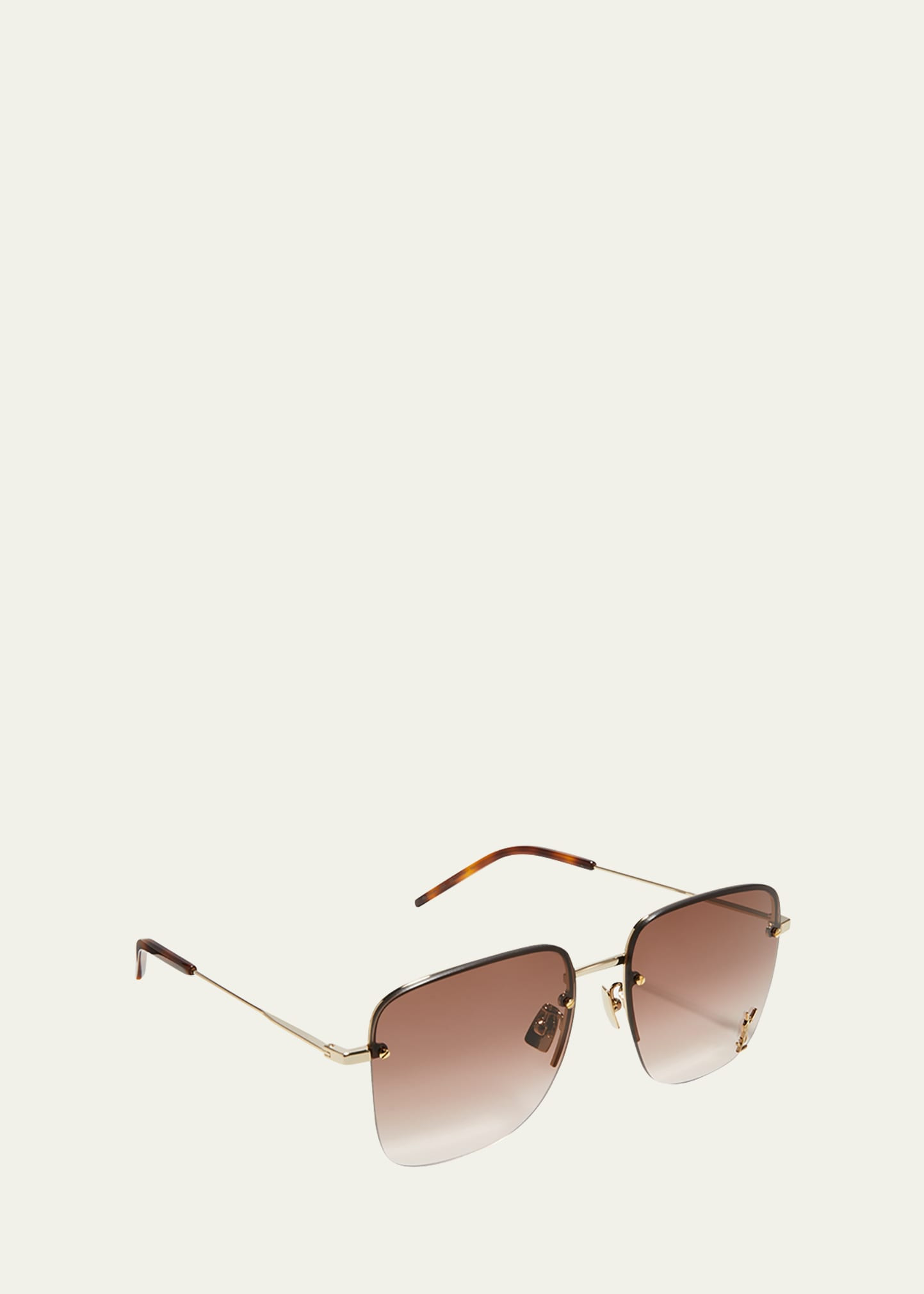 Saint Laurent YSL Rimless Square Metal Sunglasses | Bergdorf Goodman
