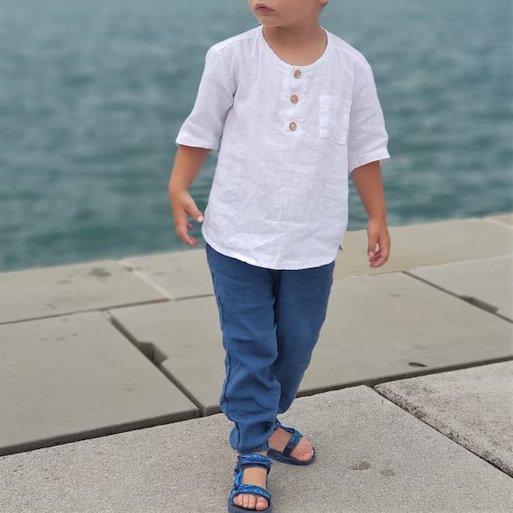 Linen Clothing for Kids White Linen Kids Shirt Natural | Etsy | Etsy (US)