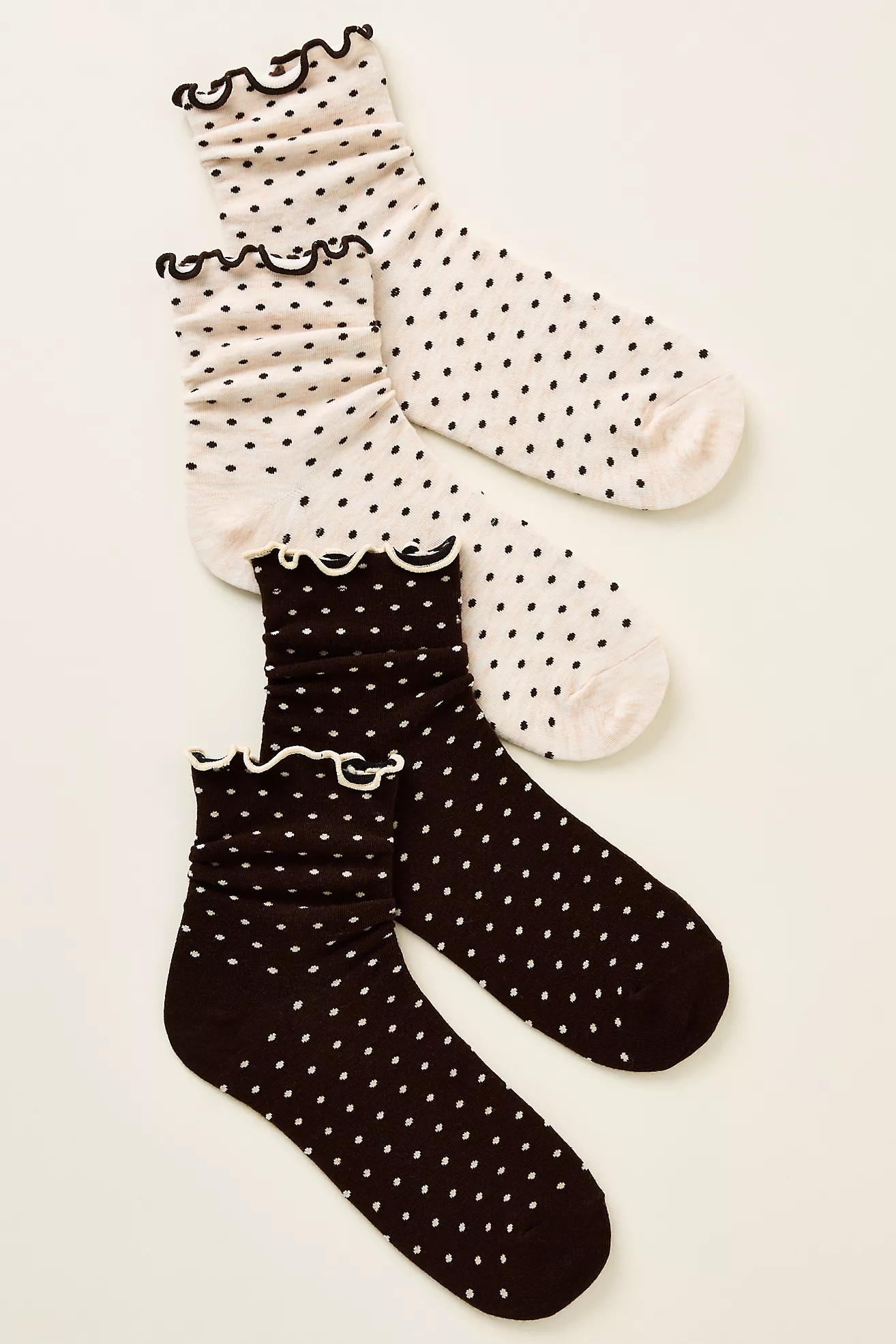 By Anthropologie Merino Ruffle Crew Socks, Set of 2 | Anthropologie (US)