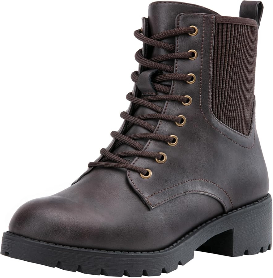 Vepose Women's 916 Ankle Boots, Combat Lace up Booties with Inside Zipper | Amazon (US)