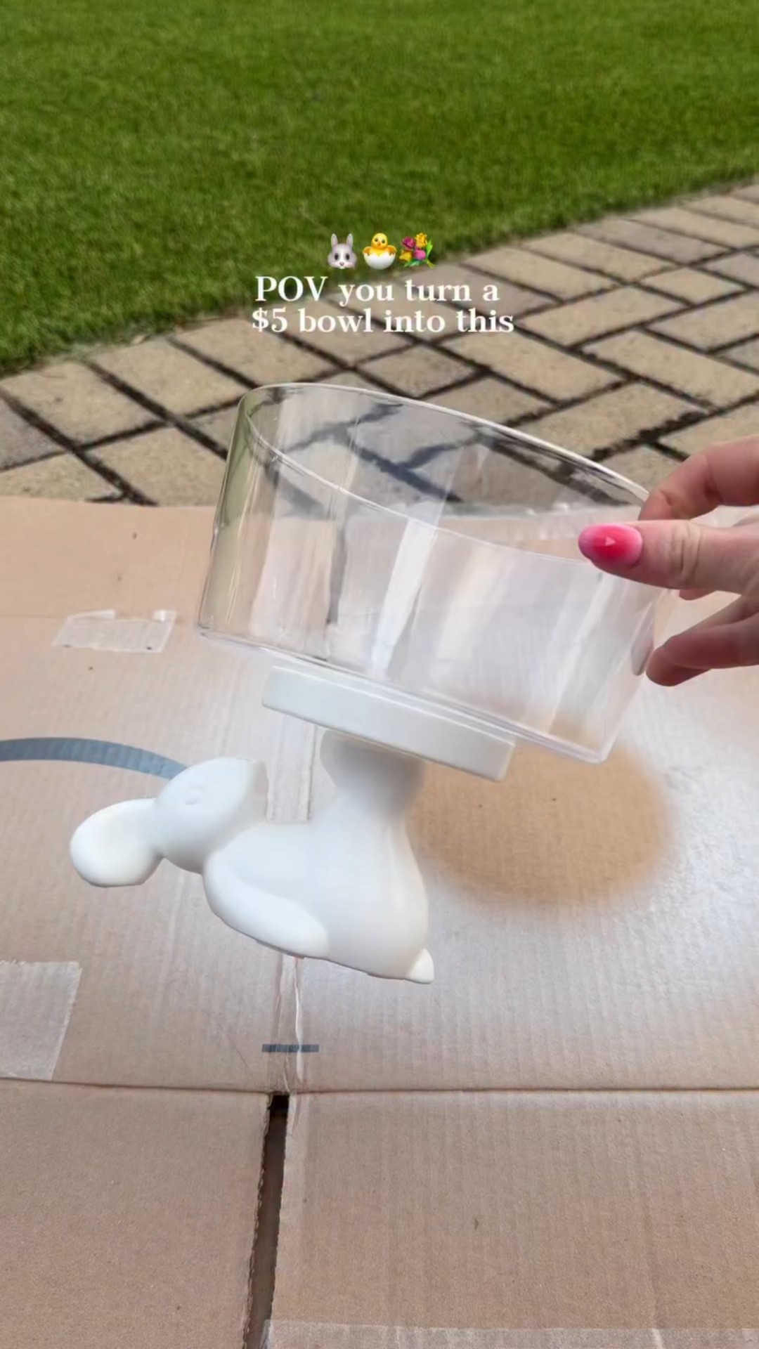 $5 Mackenzie Childs inspired Easter Candy bowl 🐣🤭 I saw this dish and knew it would be the perfect base for a quick DIY flip!! 

Follow @kimberlyj_king for more easy crafts 
comment BUNNY & I’ll dm you links to everything (craft & centerpiece items) *must be following to receive DM 

#diy #homedecor #easter #spring #easydiy spring Easter home decor DIY walmart amazon Mackenzie Childs Michaels flip craft checkerboard gingham print bunny candy dish easy cute craft