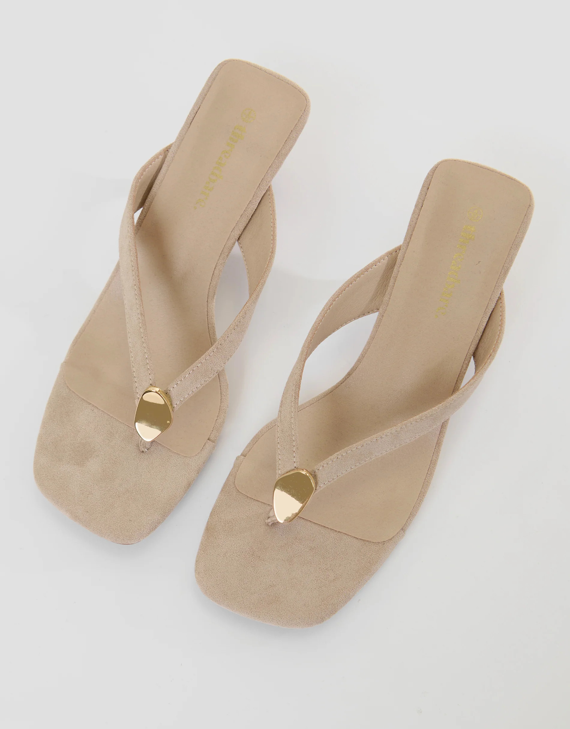 Ecru Toe Post Kitten Heels | Threadbare