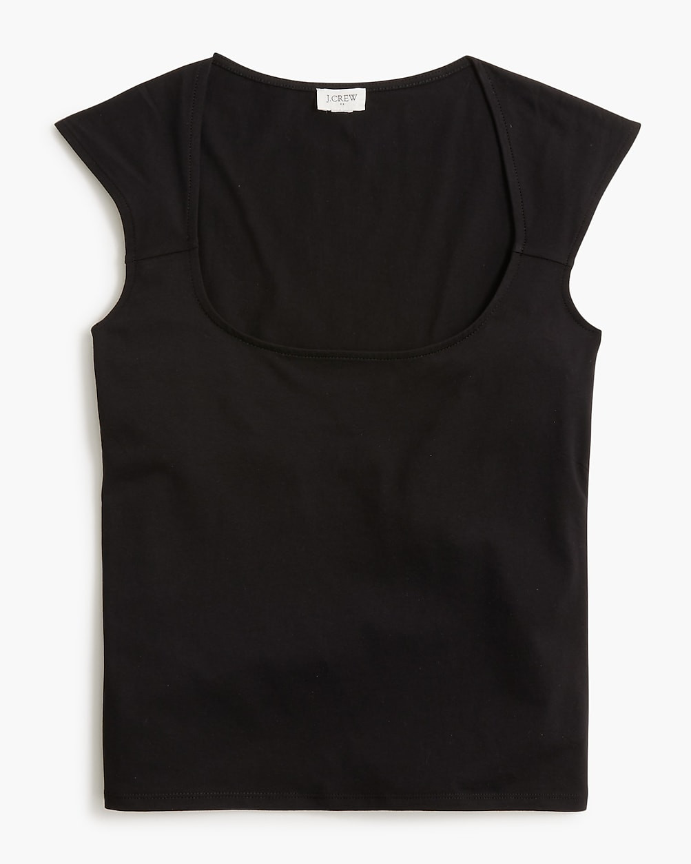 Cap-sleeve stretch cotton-blend squareneck tank top | J.Crew Factory