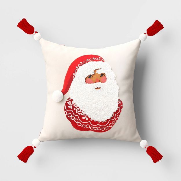 Santa Loop Tufted Square Christmas Throw Pillow Red - Threshold™ | Target