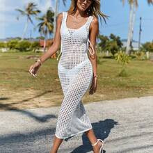 Hollow Out Knit Cover Up Dress Without Bikini Set | SHEIN