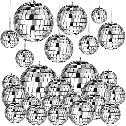 20 Pcs Hanging Mirror Disco Ball Glass Disco Ball Christmas Tree Ornaments Reflective Mini Disco ... | Amazon (US)