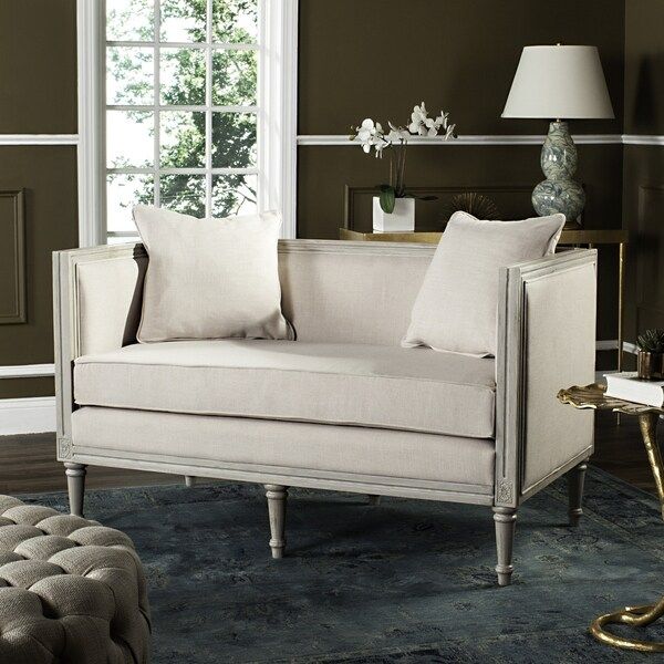Safavieh Leandra Beige / Rustic Grey Rustic French Country Settee - 53" x 28.8" x 31.5" | Bed Bath & Beyond