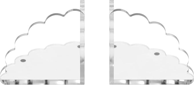 Scalloped Acrylic Bookends (Clear) – Set of 2 Decorative Non-Slip Book Holders | Modern Minimal... | Amazon (US)