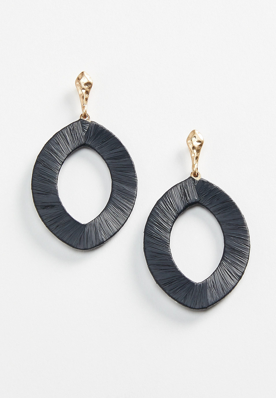 Black Raffia Drop Earrings | Maurices