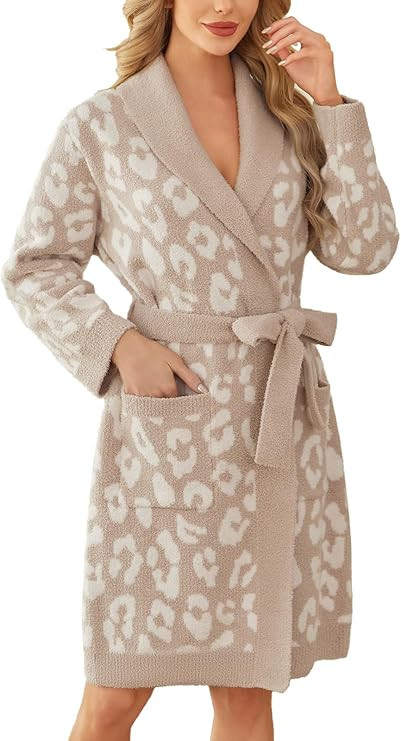 Snuggle Sac Ultra Soft Robes for Women with Pockets, Leopard Spa Robe Loungewear Towel Cozy Fluff... | Amazon (US)