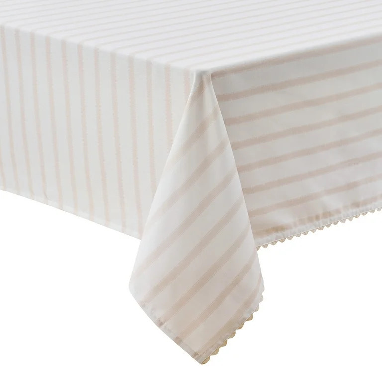 Mainstays by Becky G. & Alejandra Fabric Tablecloth, Beige Stripe, 60" x 84" | Walmart (US)